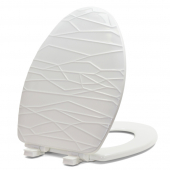 Bemis 137SLOW (White) Mayfair series Modern Geometric Sculptured Wood Elongated Toilet Seat, Slow-Close Bemis